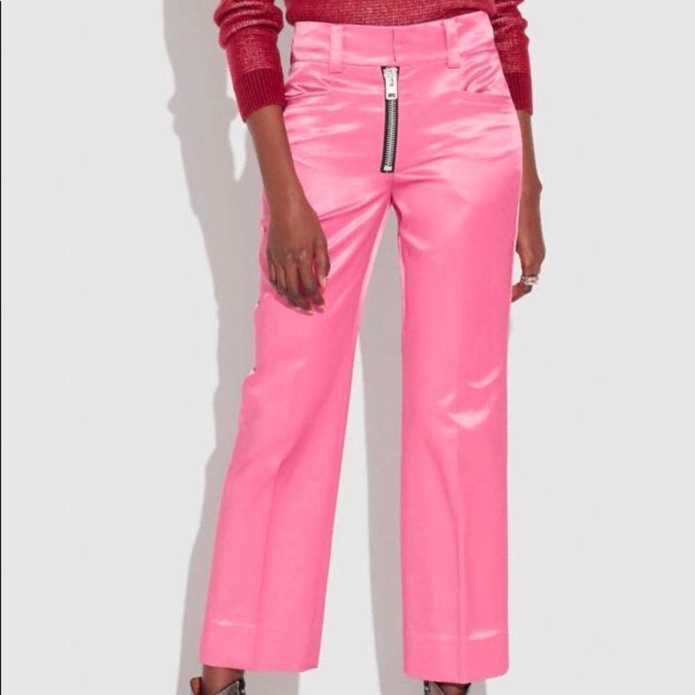 Satin Tailored Trousers - Light Fuschia